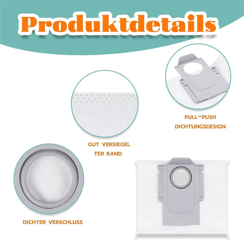 أكياس غبار لـ Roborock S7 Maxv Ultra/S7 Pro Ultra/Q7 Max+/G10S Pro، أكياس غبار ذات سعة كبيرة قطع غيار المكنسة الكهربائية