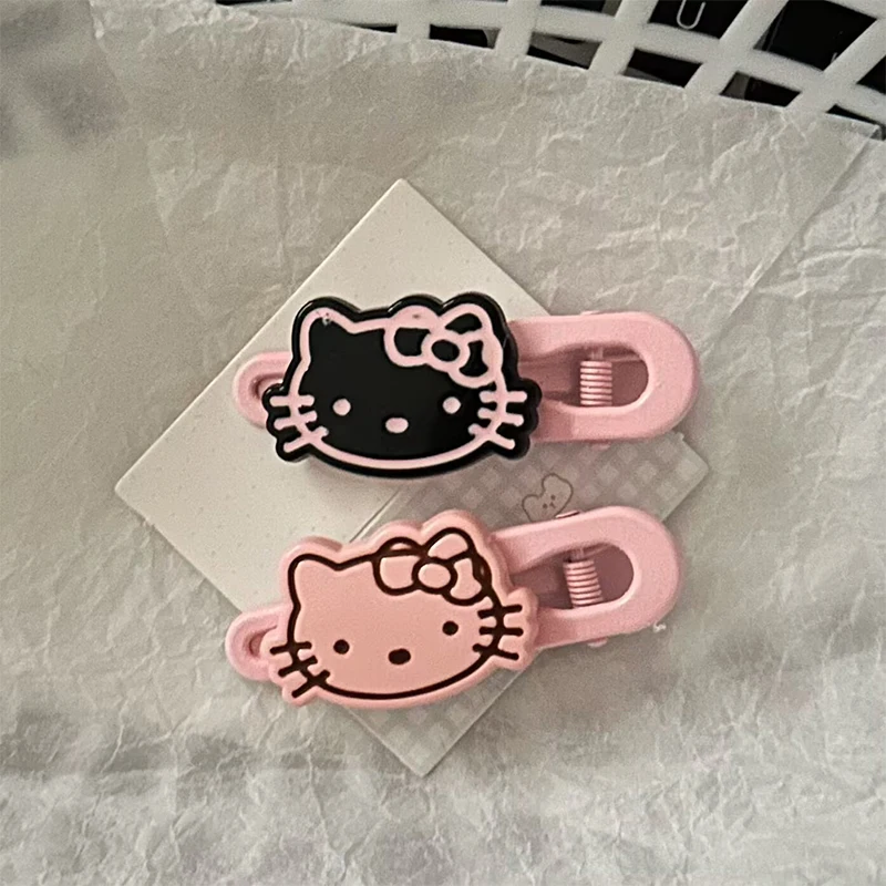 Sanrio Olá Kitty Hairpin para Mulheres e Meninas, Kawaii, Doce Side Bangs Clip, Grampo de Cabelo Dos Desenhos Animados, Acessórios para Cabelo Bonito, Presentes, 2Pcs