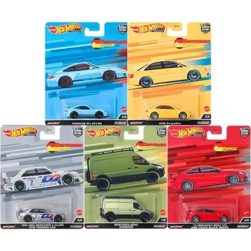 Hot Wheels-Diecast veículo modelo brinquedos para crianças, carro premium, Deutschland Design, Porsche 911, Audi S4, Mercedes Benz, 1:64