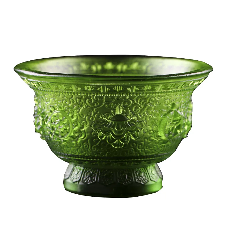 

Yjq glazed eight auspicious water supply cup glazed water purification cup Buddha front ornament