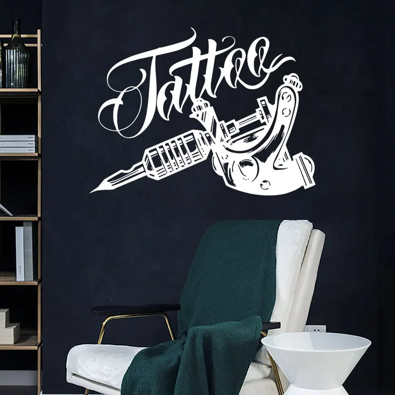 Tattoo Studio Sign Wall Sticker Vinyl Art Modern Interior Design Door Window Decoration Tattoo Shop Decals Wallpaper Murals Z570