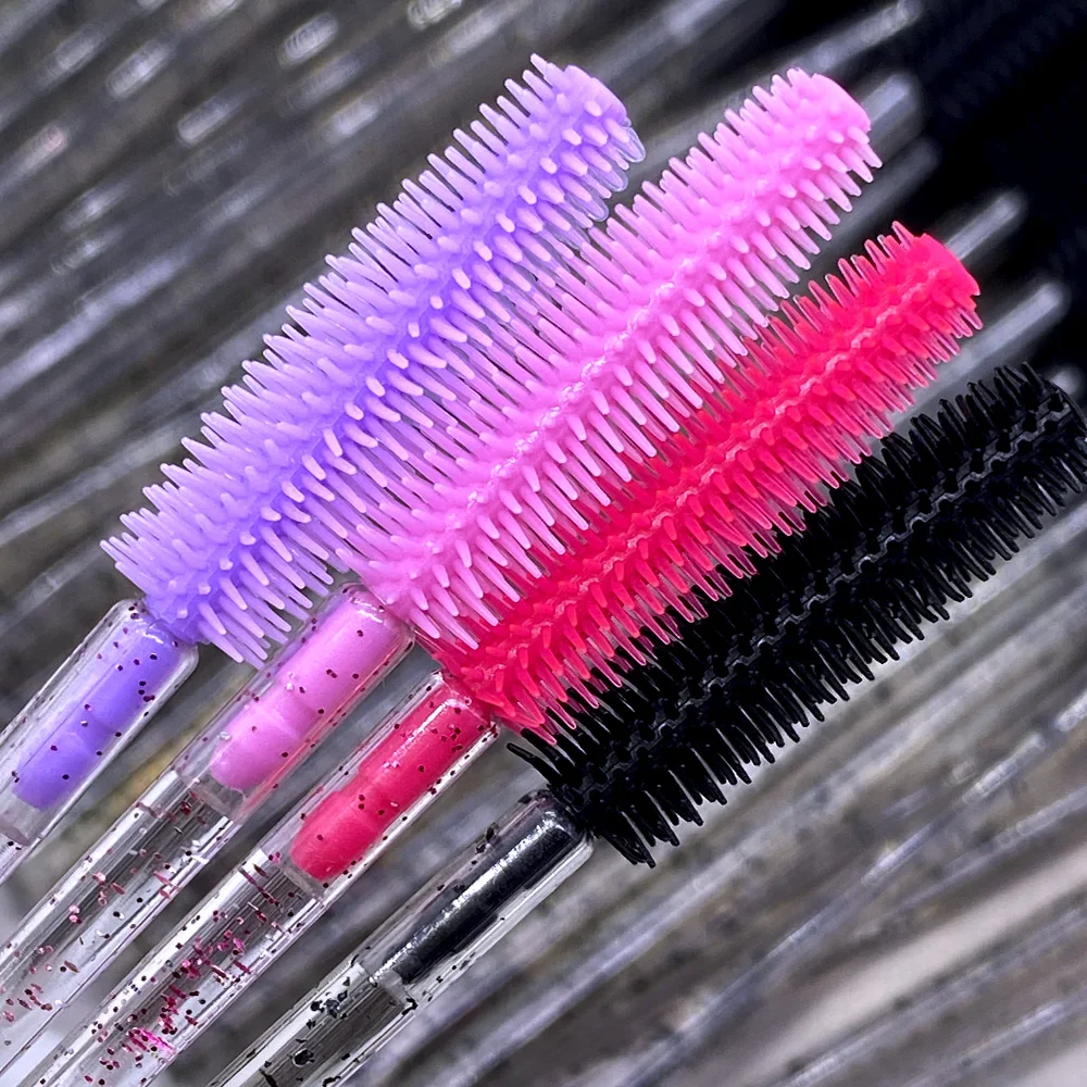 50/100 Stück Kristall-Silikon-Wimpernbürste Augenbrauenkamm Wimpernverlängerungs-Make-up-Bürsten Mascara-Applikator Schönheitswerkzeug