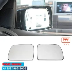 Left&Right Side White Heated Wing Mirror Glass Wide Angle Rearview Mirror for BMW X5 E53 1999 2000 2001 2002 2003 2004 2005 2006