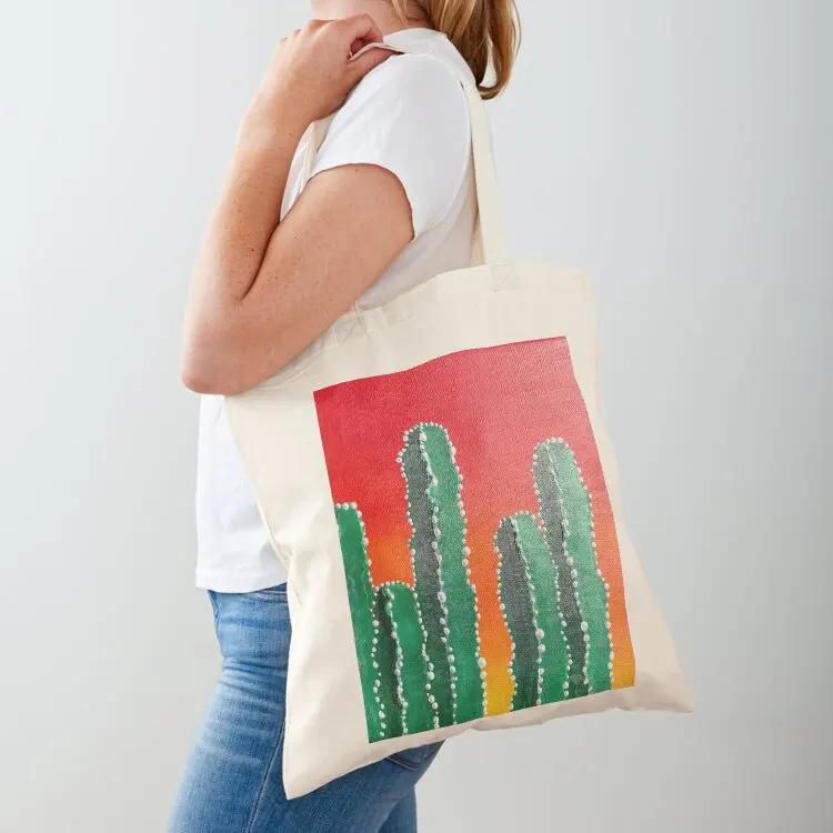 

cactus with setting sun Tote Bag eco bag folding Eco bag woman shopping reusable shopping