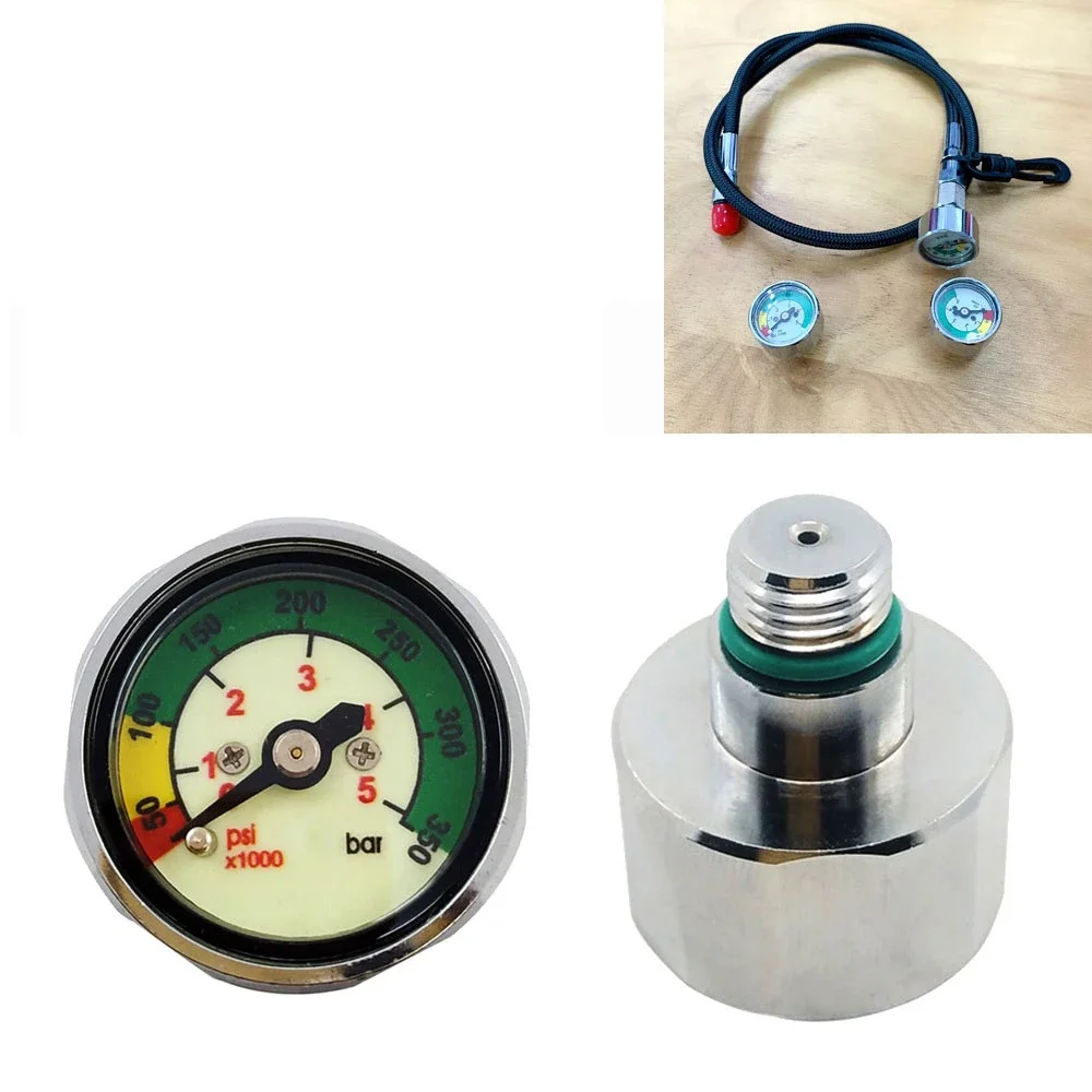 

Scuba Diving Pony Bottle Pressure Gauge 1 Inch Face 350 BAR/5000 PSI 7/16"-20UNF Threads Or O-rings Only