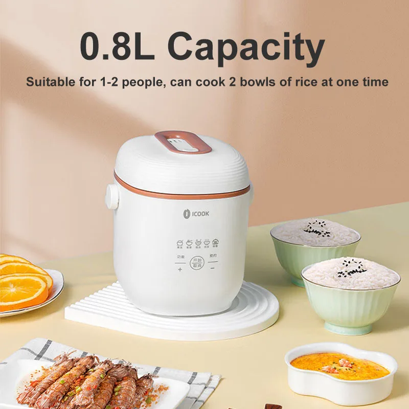 0.8L Rice Cooker Multifunctional Mini Electric Cooker Portable 220V Household Kitchen Appliance Ror1-2 Persons