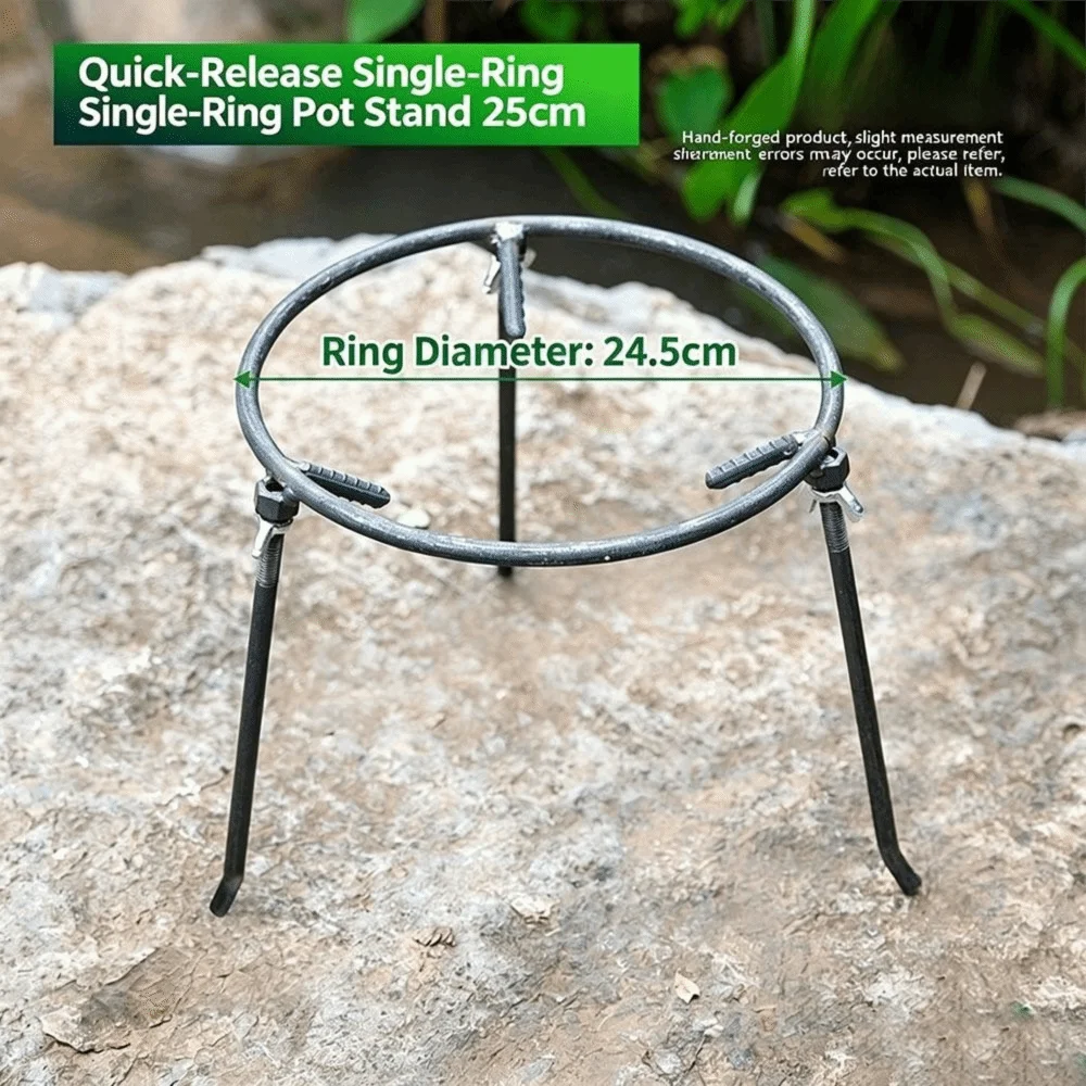 New Cast Iron Pot Rack Detachable Triangular Fire Pit Rack Heavy Duty Stable Firewood Stove Ring Picnic