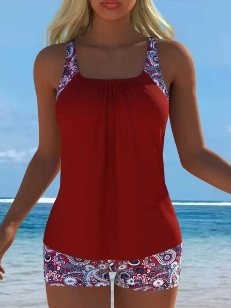 New Tankini Swimwears Tankini Set Sexy Swimsuit Women Summer Bathing Suit Bikini Set Sleeveless Beach Swimming Suit Female