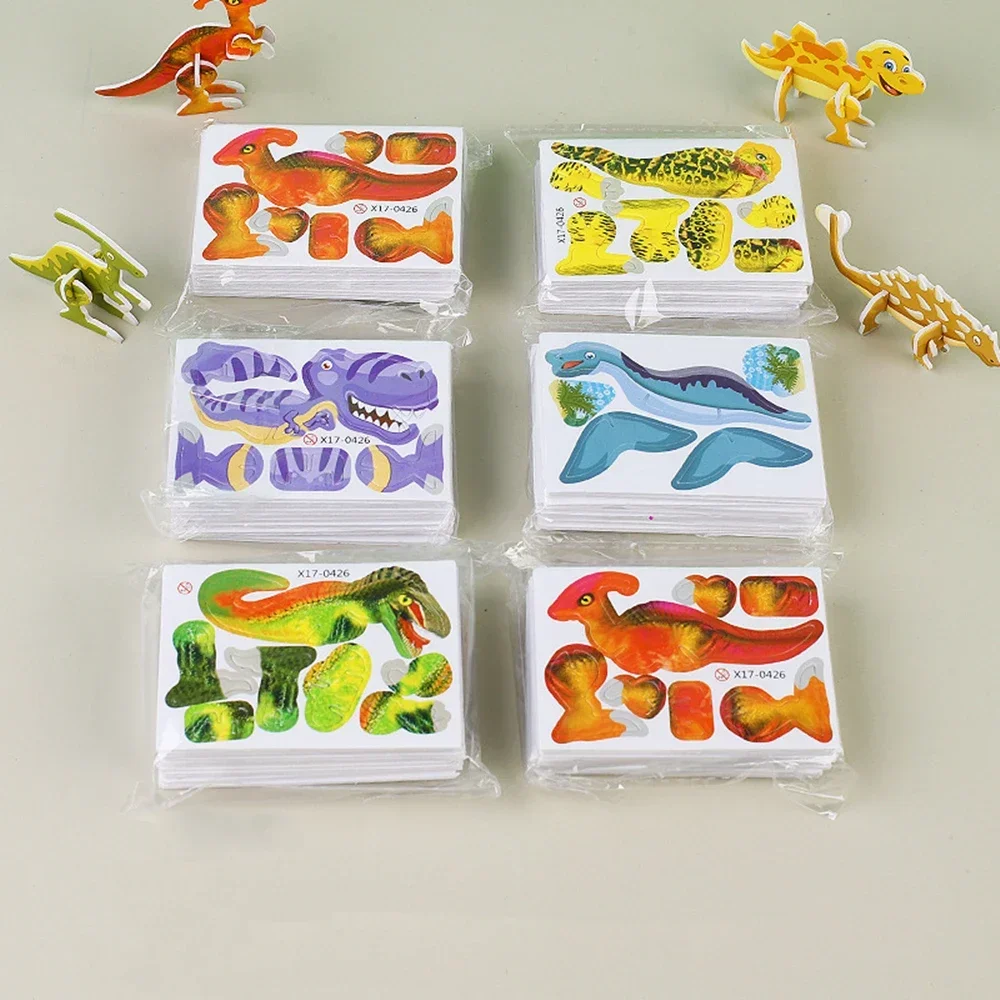 50Pcs Dinosaur Paper Jigsaw Puzzles Party Favor Kids Toys Birthday Party Giveaway Classroom Treasure Box Rewards Pinata Fillers