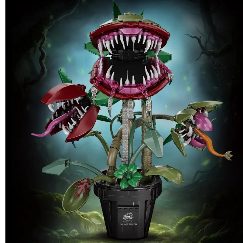 MOC Carnivorous Flower Potted Plant Model Building Blocks City Creative Simulation Exotic Bricks Educational Toys Kids DIY Gifts