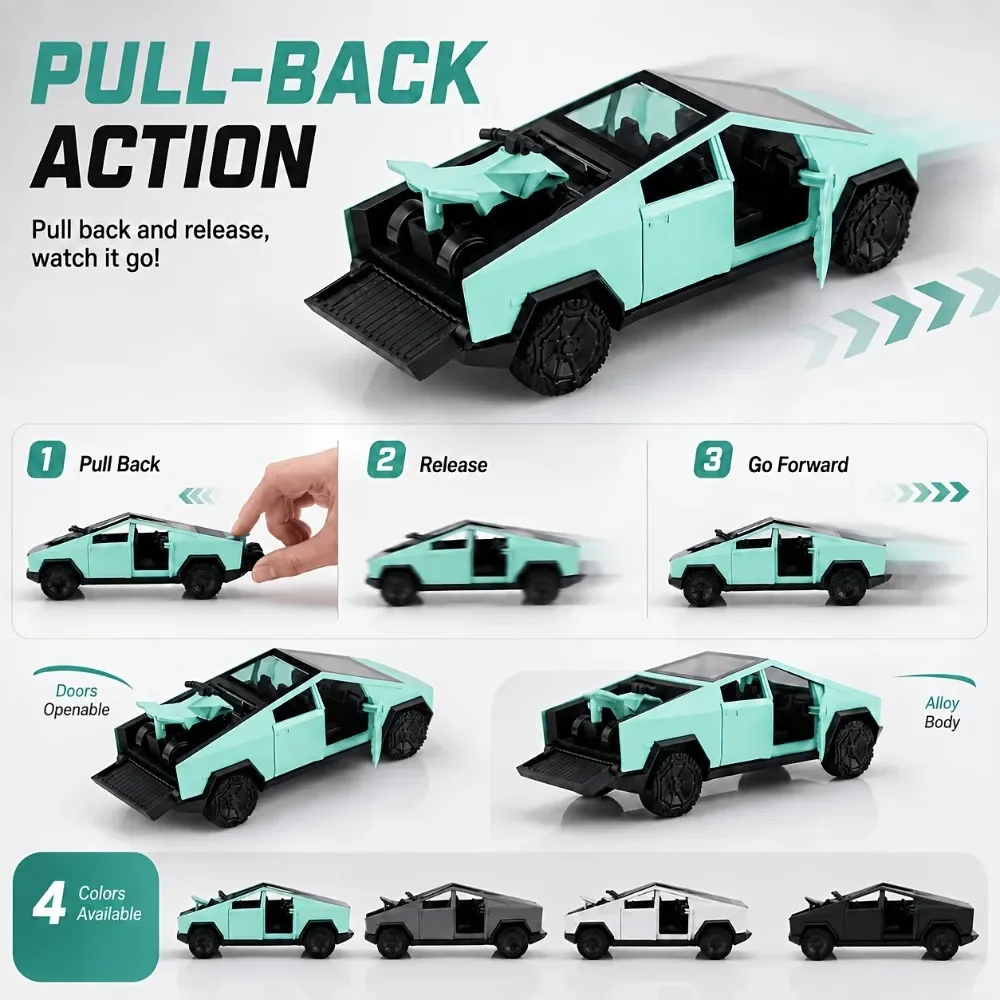1:36 Diecast Pickup Truck Model, Alloy Toy Car, Mini Vehicle Collectible, Car Display Decoration Gift for Collectors