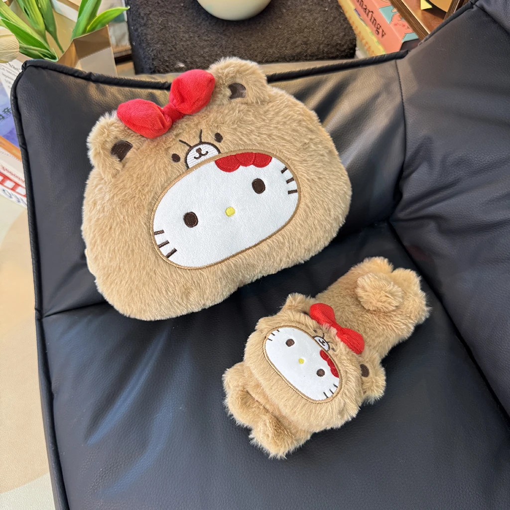 サンリオ ハローキティ 車用ヘッドレスト 安全シートベルトカバー かわいい和風バッククッション ぬいぐるみ ハローキティ 車の装飾ギフト