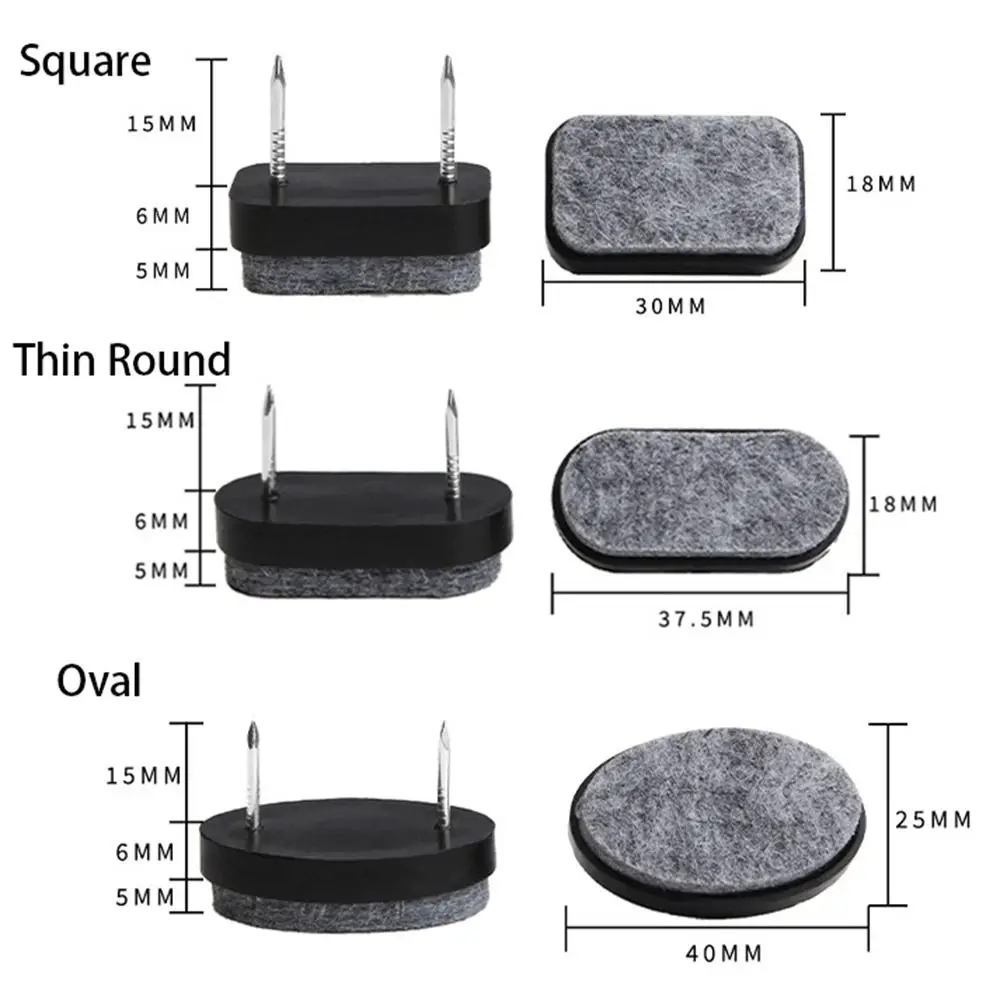 10pcs/set Non-slip Felt Pads Durable Thicken DIY Sofa Foot Nail Moisture-proof Plastic Scratch Protector Mat Floor