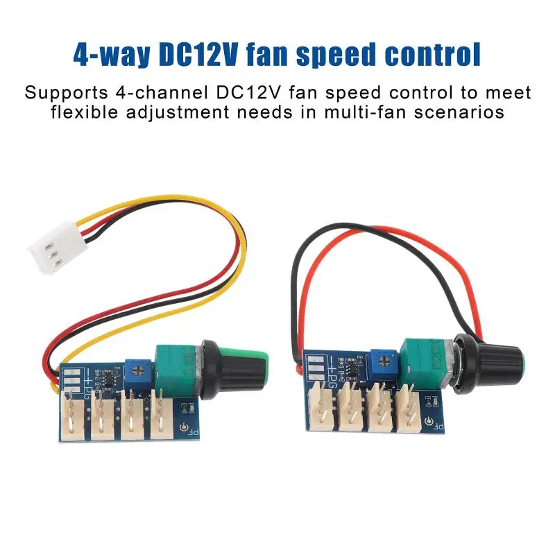 4-Channel DC 12V 3A Four-Wire PWM Fan Speed Controller Module Chassis/Server Fan Noise Reduction Board Knob Manual Adjustment