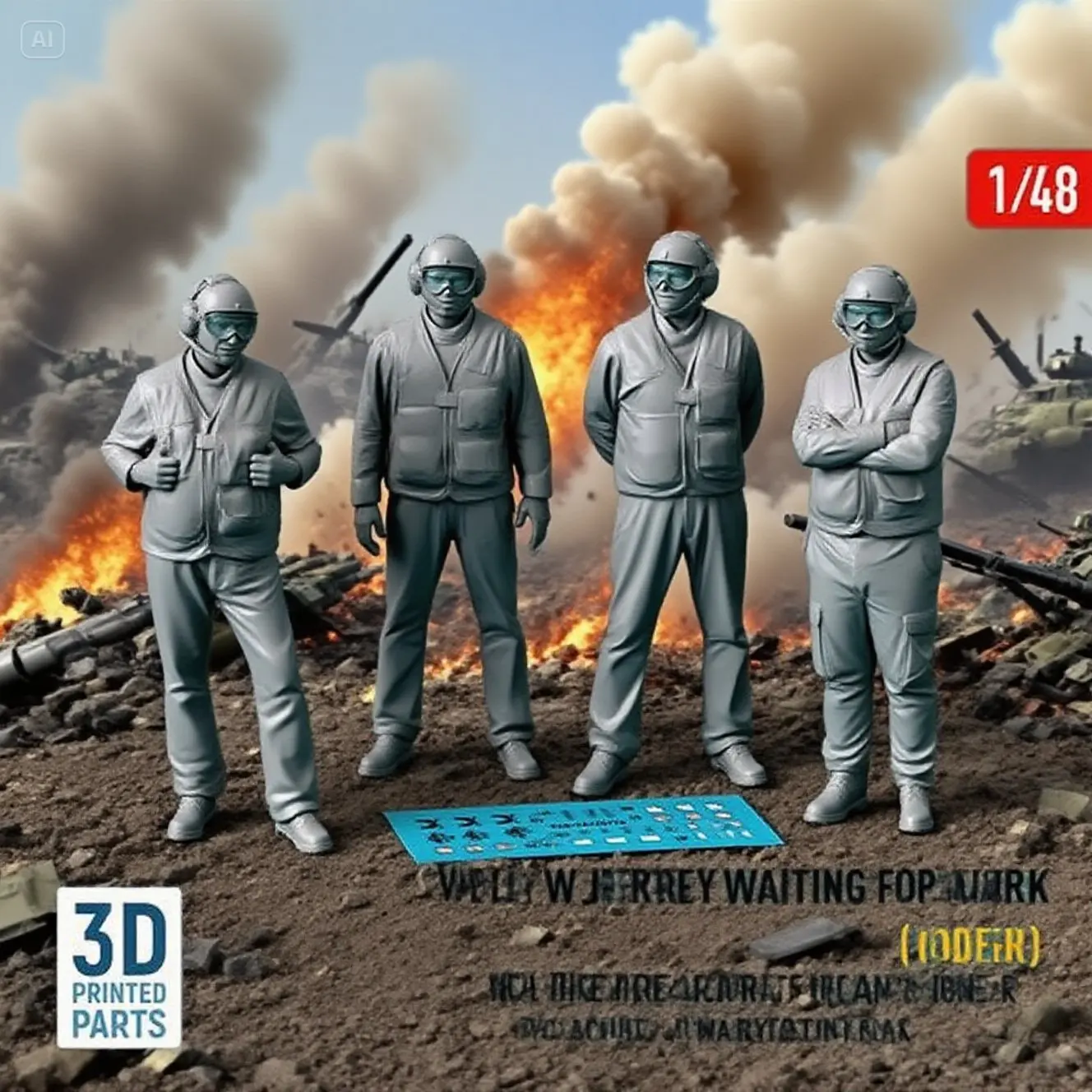 

1/48 Grey part soldier pilot Resin Soldier model（4） A-2093