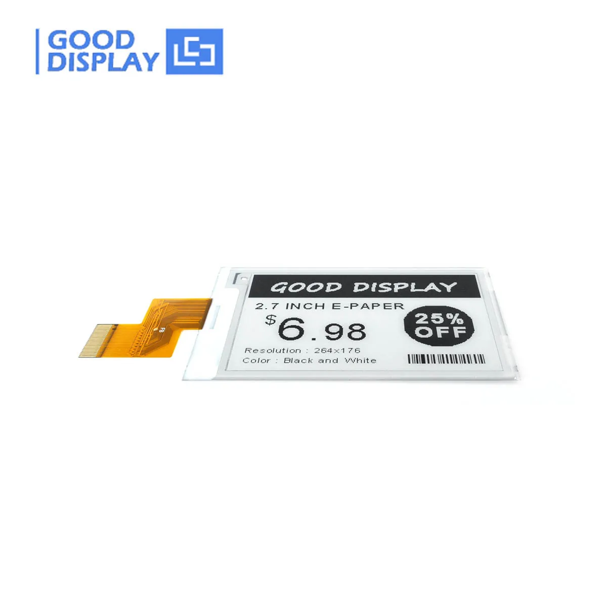 Display per inchiostro E con risoluzione 264x176 per carta elettronica da 2,7 pollici Comunicante tramite interfaccia SPI, GDEY027T91