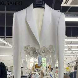 KUSAHIKI Short Suit Jacket 2024 New Autumn New Korean Design Thin Cardigan Coats Causal Fashion Elegant Tailored Coat