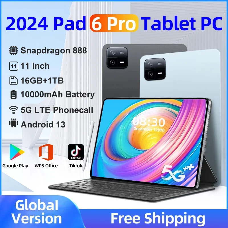 

2024 Original Global Version Tablets Pad 6Pro HD 4K Android 13 Snapdragon 888 11inch 16GB+1TB 10000mAh Tablet PC 5G WIFI Mi Tab