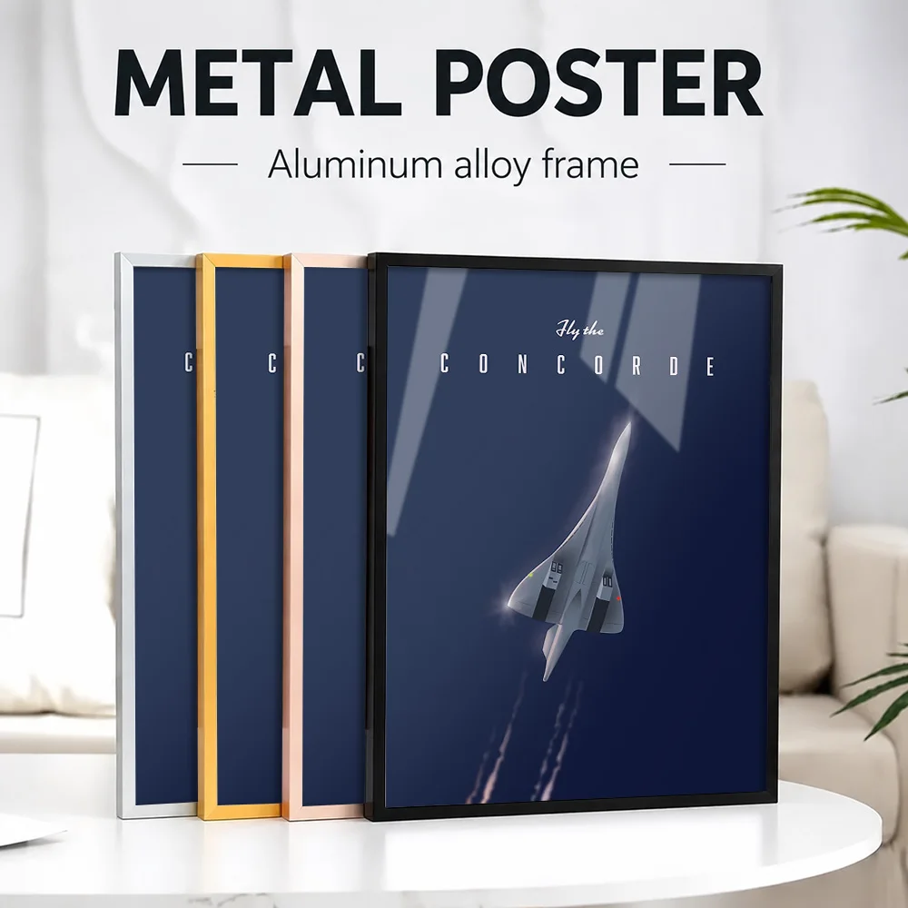 Fly The Concorde Framed Aluminum Metal Poster Customized Photo Detailed Schematic Style Wall Art For Home Office Engineer Gift
