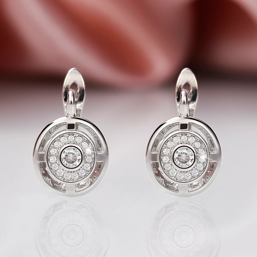 CAOSHI pendientes de aro delicados para mujer, joyería de cristal deslumbrante de compromiso con estilo elegante, accesorios de boda femeninos de