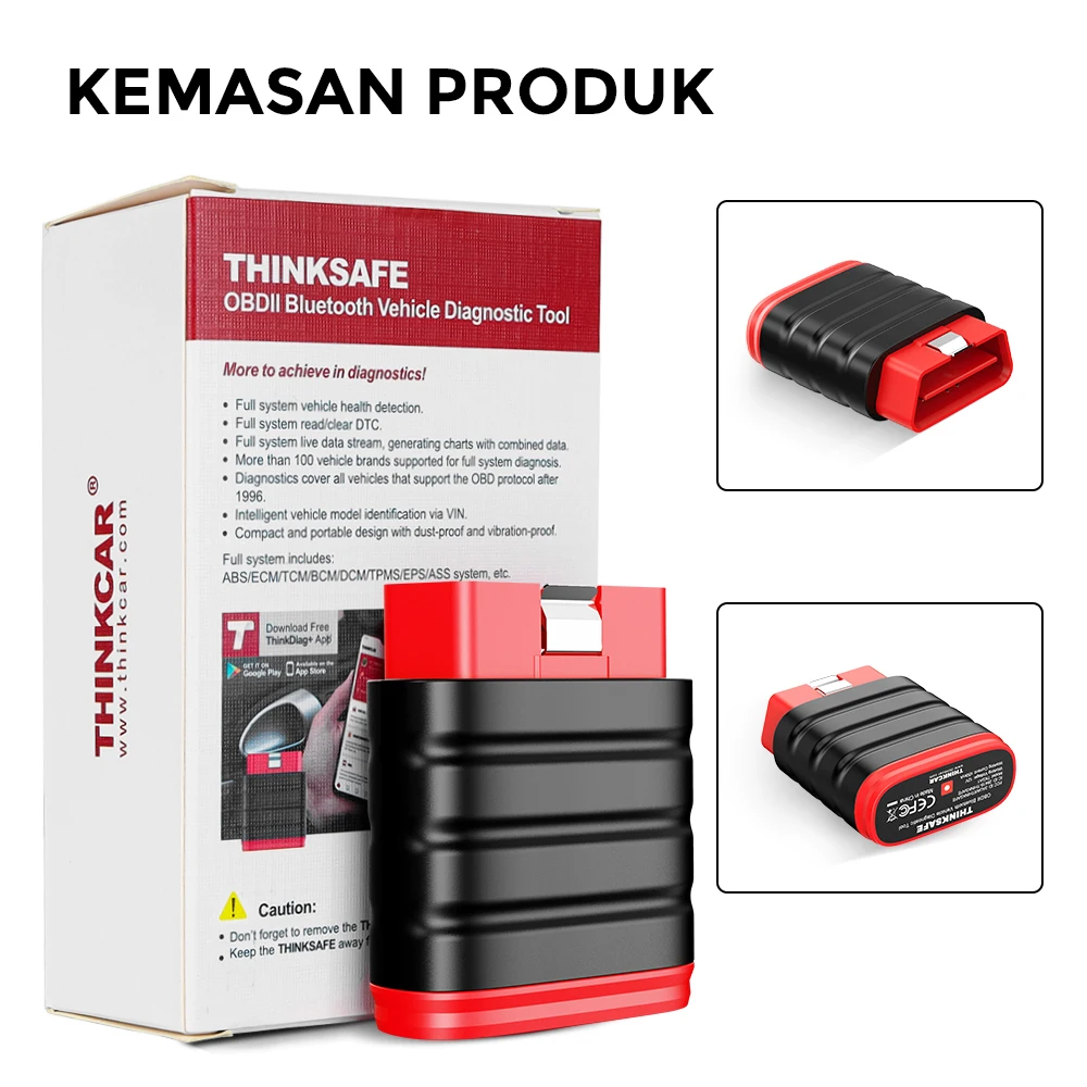THINKCAR Thinksafe Bluetooth-OBD2-Scanner, OEM-Komplettsystem-Diagnose-Scan-Tool für iOS/Android, Check Engine Light Fault Car Code