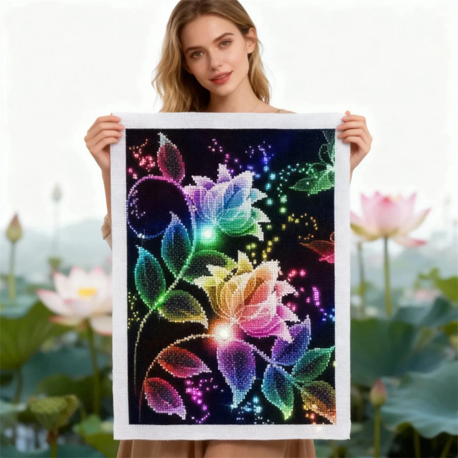 

2026 New style Flowers Cross Stitch DIY Embroidery Set Printed Cloth Handmade Crafts Pack Cotton Threads Handicraft Gift