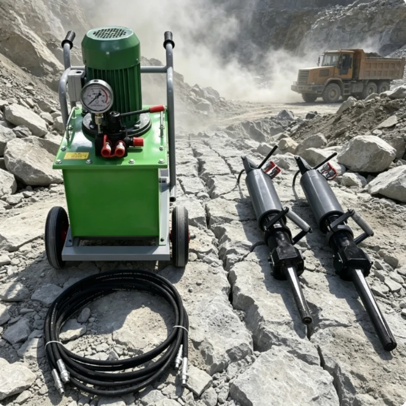 Off-grid Mining Diesel Hydraulic Stone Splitting Machine Complete Hydraulic Rock Breaking Equipment Remote Mountain Quarry Tool