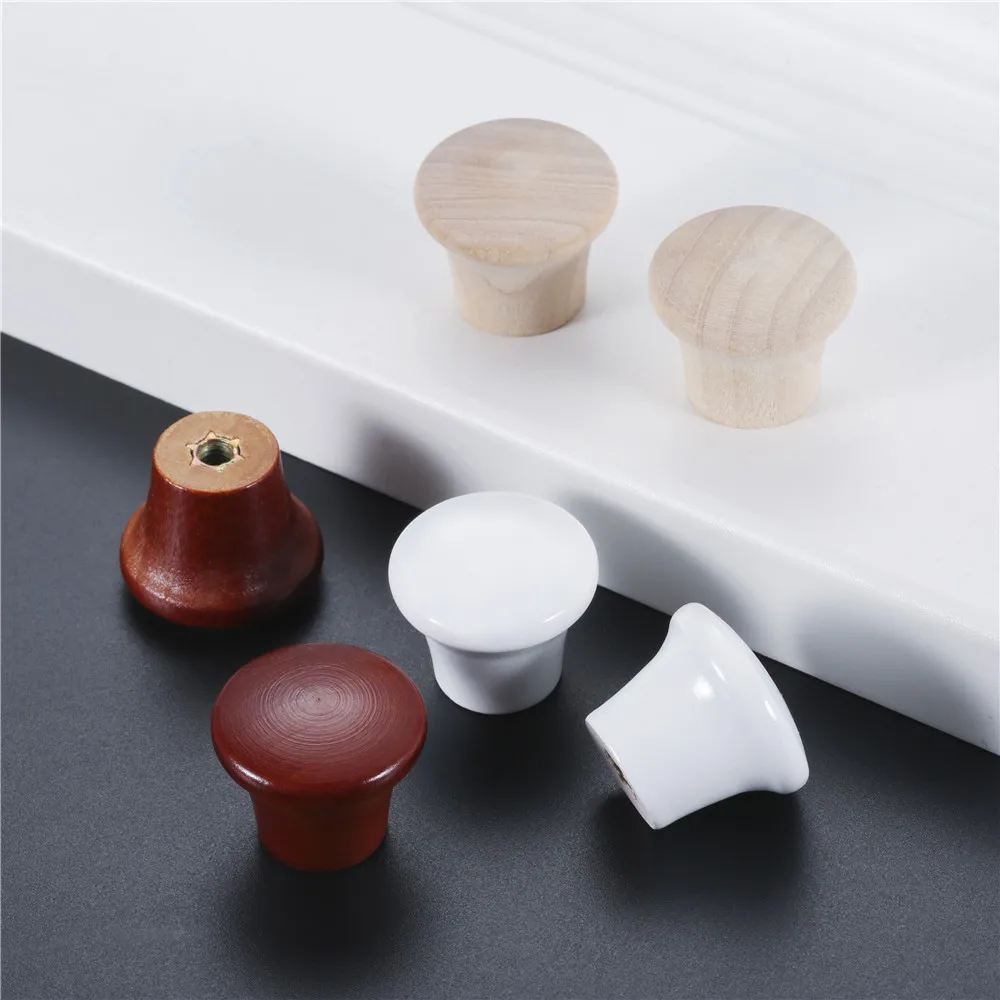 5pcs Mini Wood Round Knobs w/screw 23*20mm 0.91