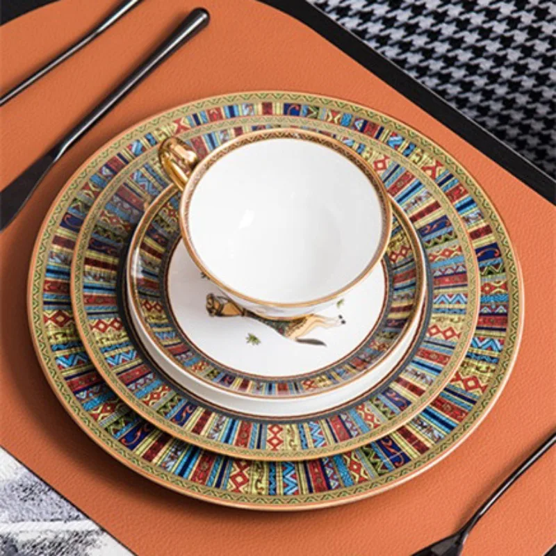 

European luxury ceramic tableware,bone china plates,hotel Western food plates,coffee cup sets,home kitchen tableware decoration