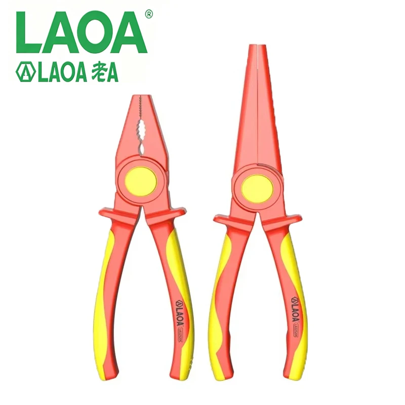 

LAOA Professional 1000V Insulated Electrician Pliers VDE Certified Full Plastic Anti-Shock Wire Cutter Needle Nose Pliers