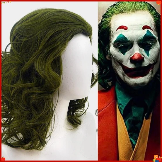 Synthetic Green Wavy Medium Wig Inspired-Joke Cosplay Party Costume Heat Resistant Fiber Anime Roleplay Hair