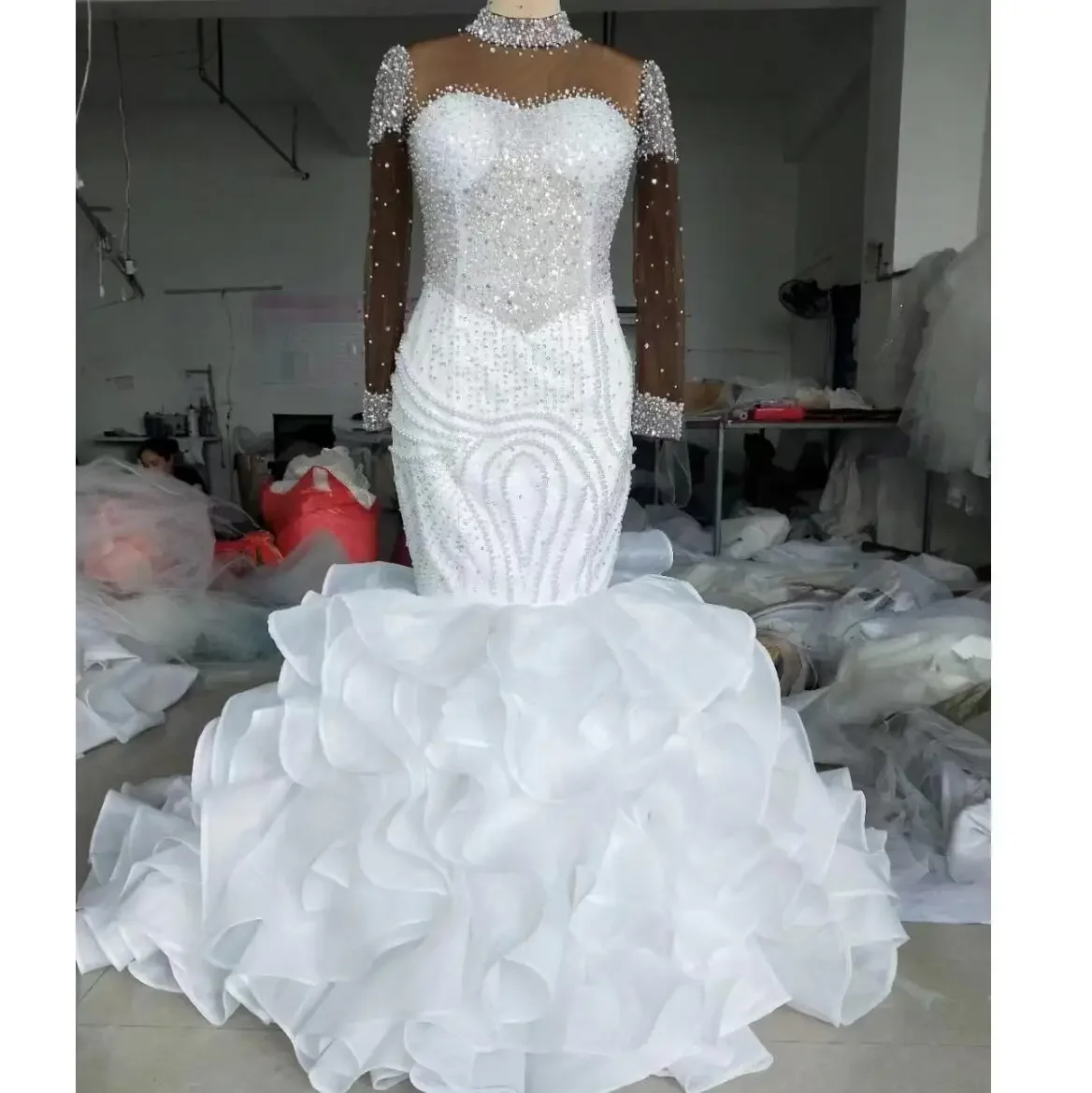 

Customized High Quality Mermaid Wedding Dress Luxurious Custom Made Bridal Gown African Plus Szie Bridal Dress Wedding Gown For