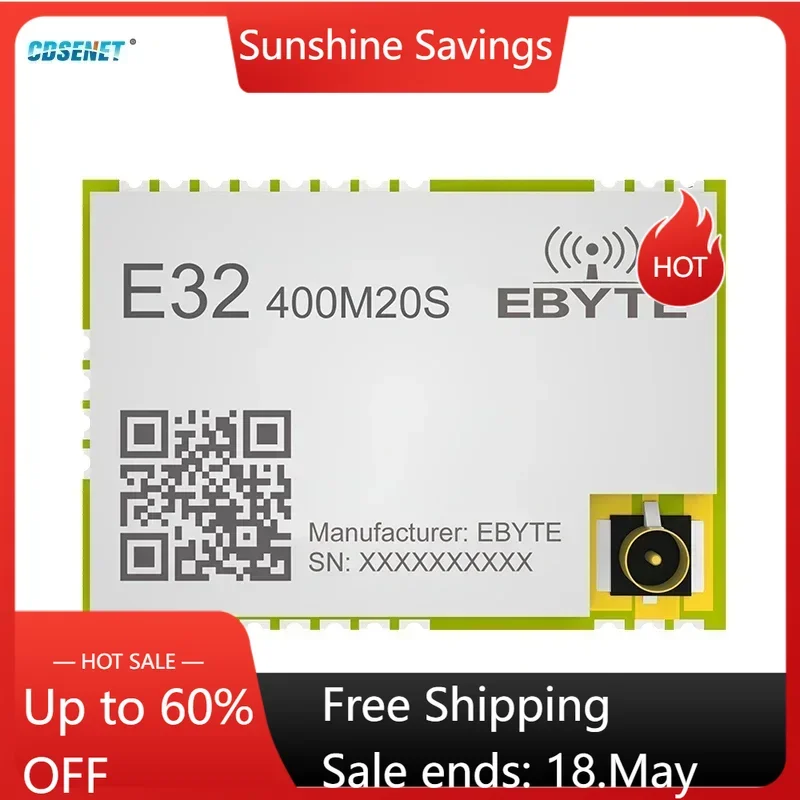 

SX1278 433 МГц 470 МГц Беспроводной модуль Lora SPI на большие расстояния 5 км Низкая мощность 20 дБм CDSENET E32-400M20S Отверстие для антенны/