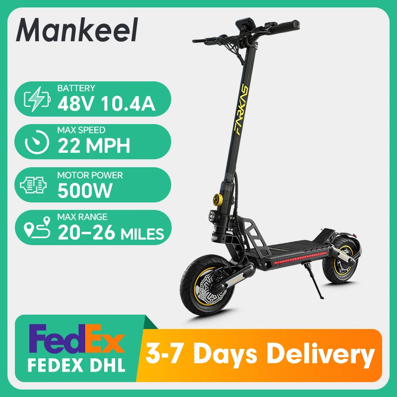 

Mankeel MX-17 48V 10.4Ah Electric Scooter for Adults 48V Long Range E-Scooter 22MPH Top Speed All-Terrain Kick Scooter