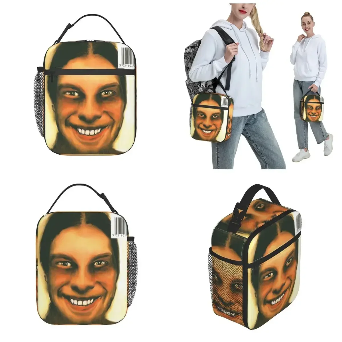 Aphex Twin Thermal Insulated Lunch Bags School Portable Bag for Lunch Thermal Cooler Lunch Box