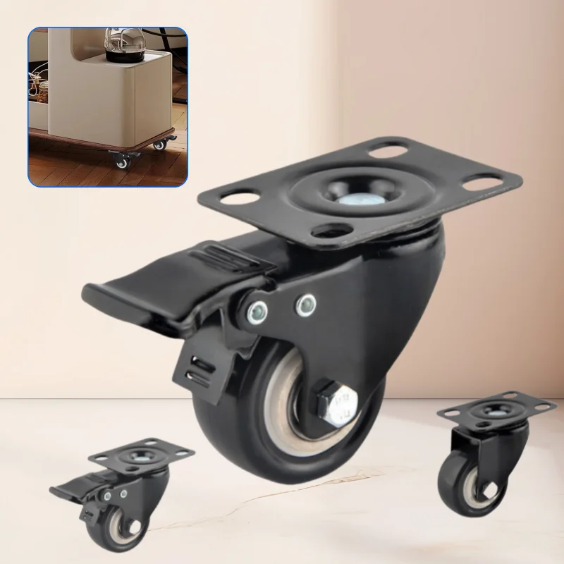 

4pcs heavy-duty black casters, universal casters for wheeled furniture, rotating brake wheels, table, storage cabinet, shoe rack