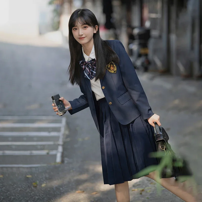 Navy Jacket for Girls School Coat High School Clothes Jk Suit Japan Korean Uniform for Graduation Student Blazer Seifuku