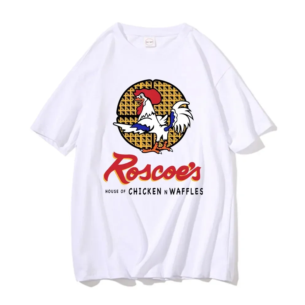 

Забавные футболки Roscoe S House of Chicken Waffles, мужские футболки большого размера из чистого хлопка, мужская брендовая футболка, мужские и женские модные футболки