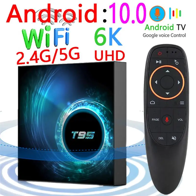 

2022 Latest T95 Smart Tv Box Android 10 6k 2.4g & 5g Wifi 128g 3D Voice16g 32gb 64gb 4k Quad Core Set-Top Box Media Player