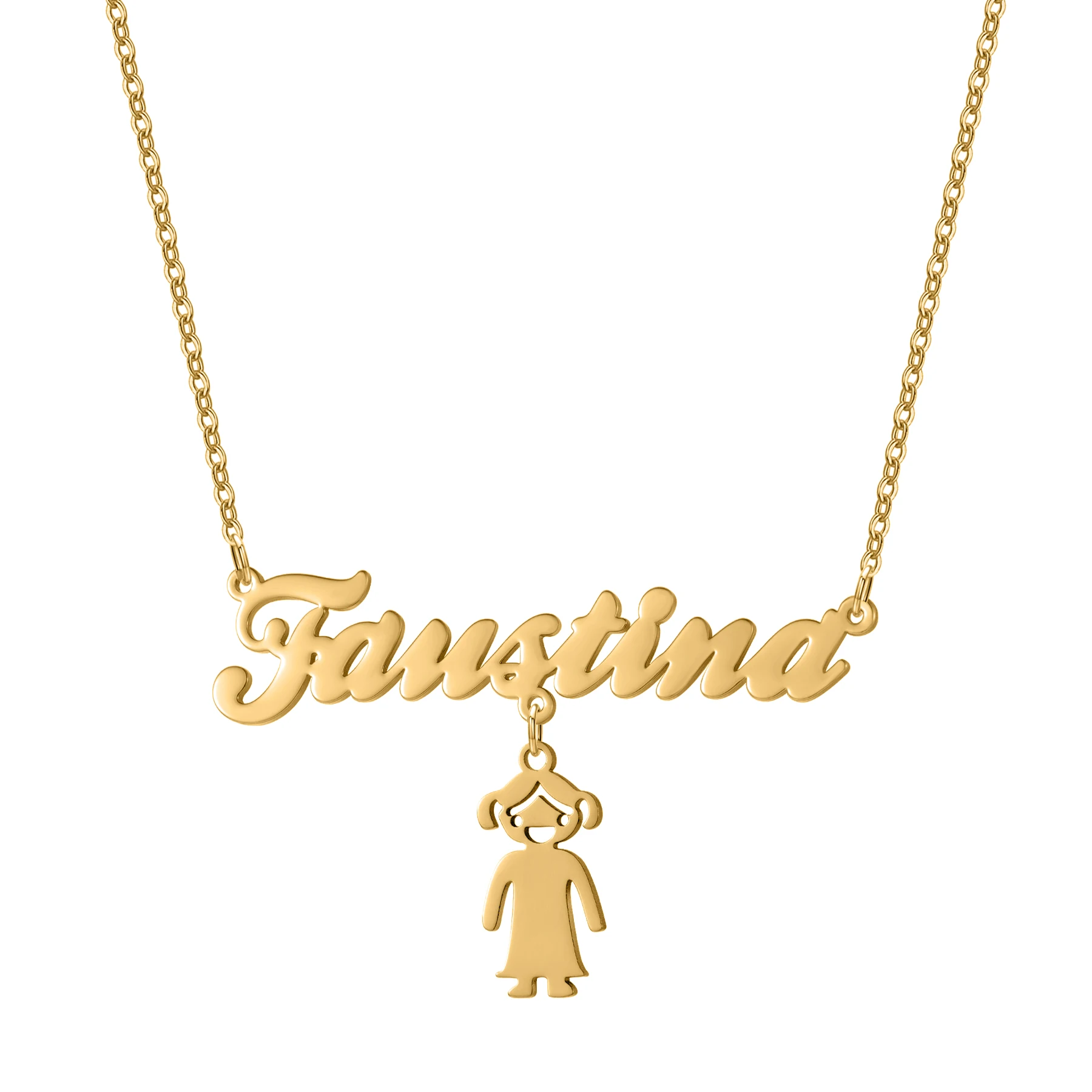 

Custom Gold Name Necklace Personalized Script Font Pendant With Girl Silhouette Charm Dainty Chain Jewelry Unique Christmas Love