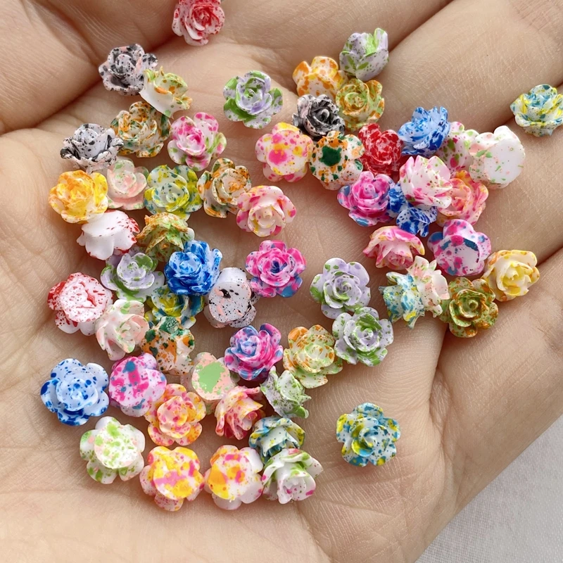 100 pz misto Nail Art resina cartone animato rose colorate serie Charms strass artigianato fai da te per unghie decorazioni 3D gioielli