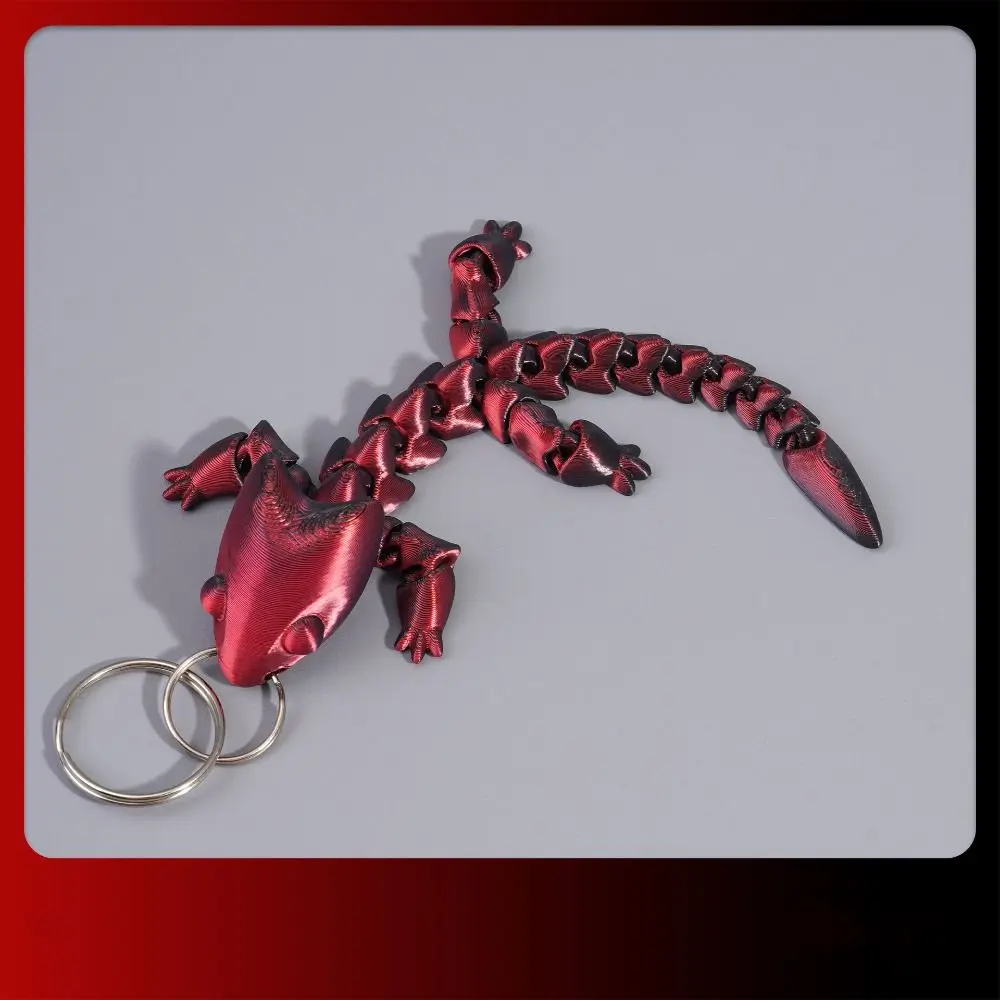 3D Printed Chinese Dragon Keychain Fidget Cartoon Adjustable Body Joints Pendant Mini Creative Articulated Dragon Lizard