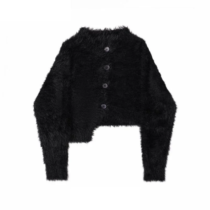 

Irregular imitation mink fur short knitted cardigan jacket for women, 2023 autumn and winter new loose and stylish knitted top