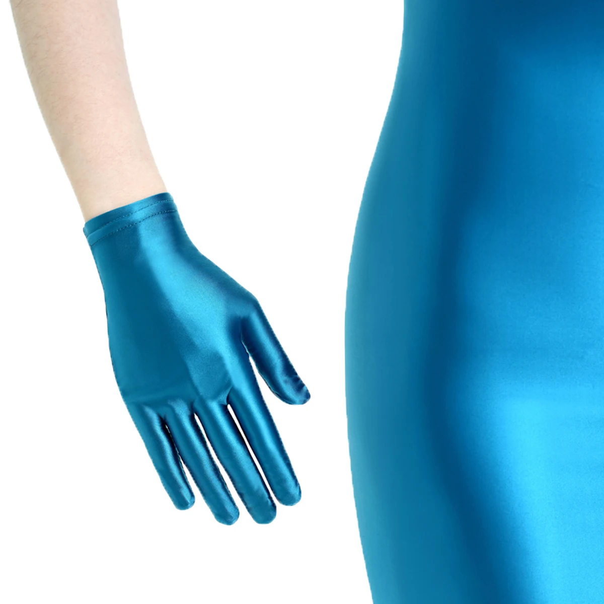 MJINM للجنسين لامعة لامعة حريري السلس دنة مجوهرات عرض آداب متعدد الألوان تنوعا موضة قفازات قصيرة غير رسمية