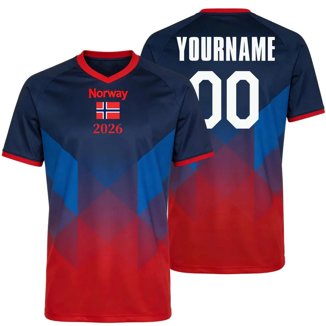 2026 Norway Flag Print Football Jersey Customizable Name Number Quick Dry Sports Tees Tranning Tops For Soccer Fans Wholesale