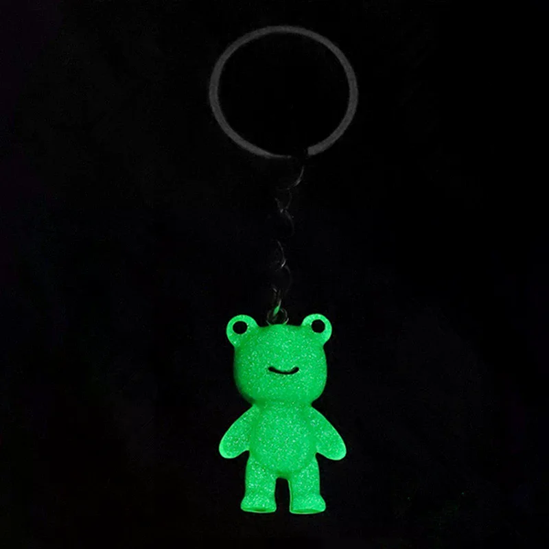 Porte-clés lumineux en forme de grenouille, animaux de dessin animé Kawaii, créatif, cœur de fille, brille dans la nuit, pendentif pour sac, accessoires pour clés de voiture