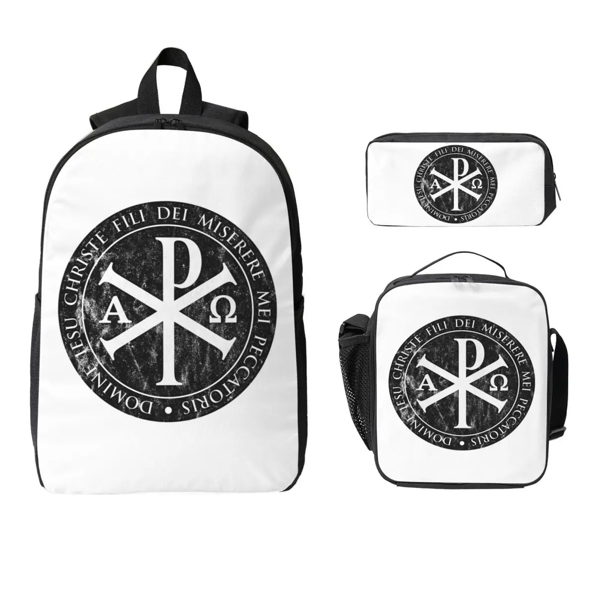 

Chirho, Chi Rho, Christogram, Jesus Backpack BookBag School Bag Computer Shoulder Bags 3ps Insulated Lunch Bag Pencil Case