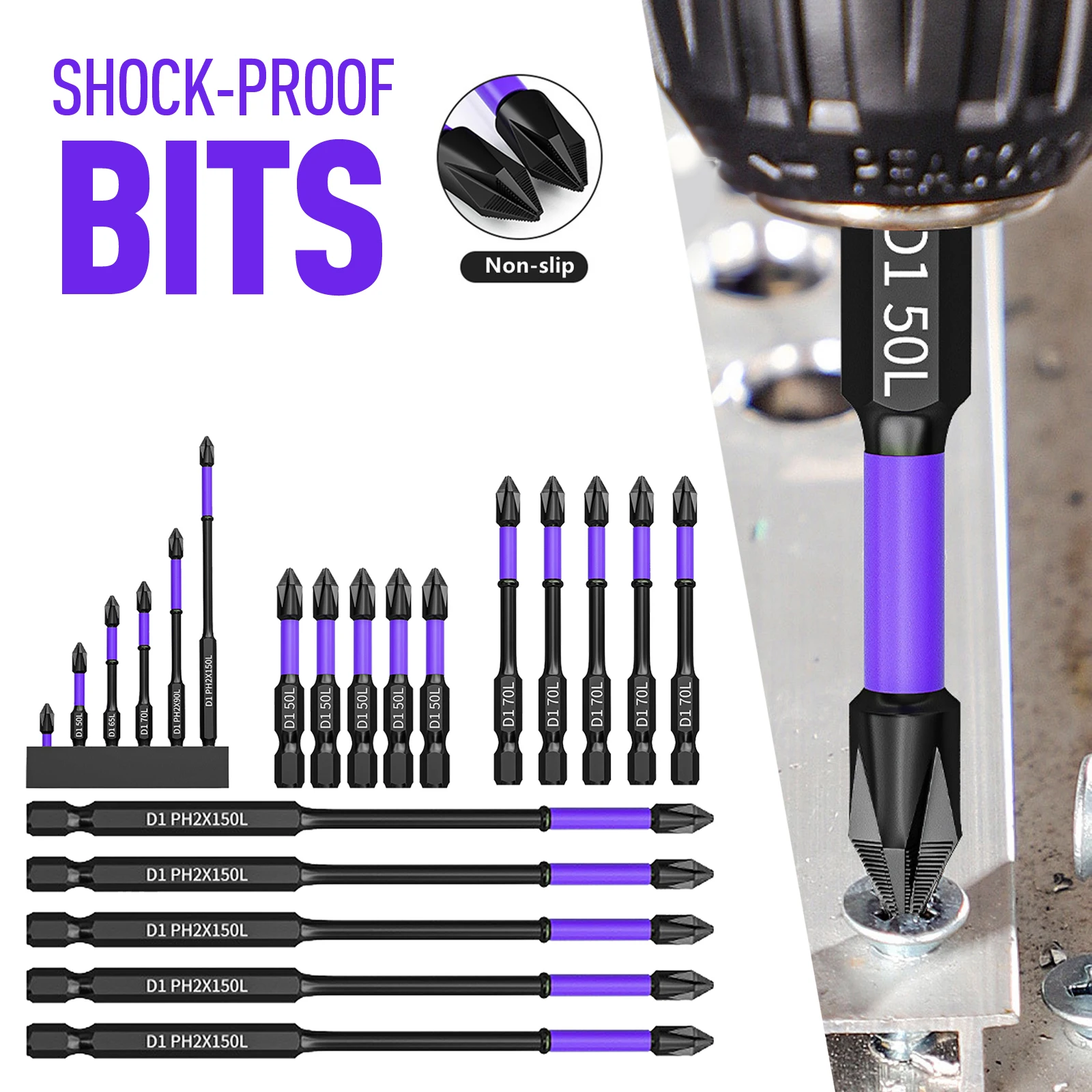 

D1 Anti-Slip and Shock-Proof Bits Screwdriver Bits,High Hardness Strong Magnetic