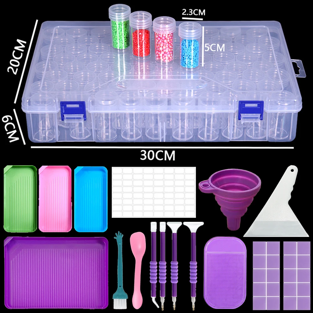 

DIY Diamond Painting Storage Box Complete Kit with Mosaic Accessories Plastic Pen Tray Beads Container - Mosaic Art Tools Set