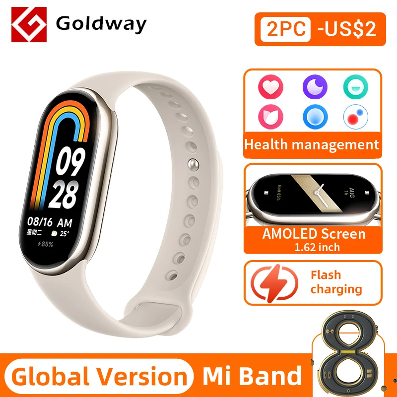 Global Version Xiaomi Mi Band 8 Smart Bracelet 7 Color AMOLED Blood Oxygen Smart Band 190mAh Battery 5ATM Waterproof Miband 8